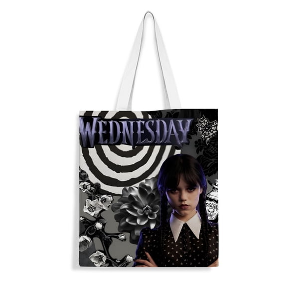 Wednesday Addams canvas Tote Bag handbag: Aesthetic tote bag designed for women, excellent for shopping and groceries, reusable with an inner zipper, measuring 13.8 x 15.8 inches (35x40cm).