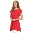 thumbnail image 2 of Women's Casual Solid Color Short Sleeve Tunic Top With Pockets, 2 of 4