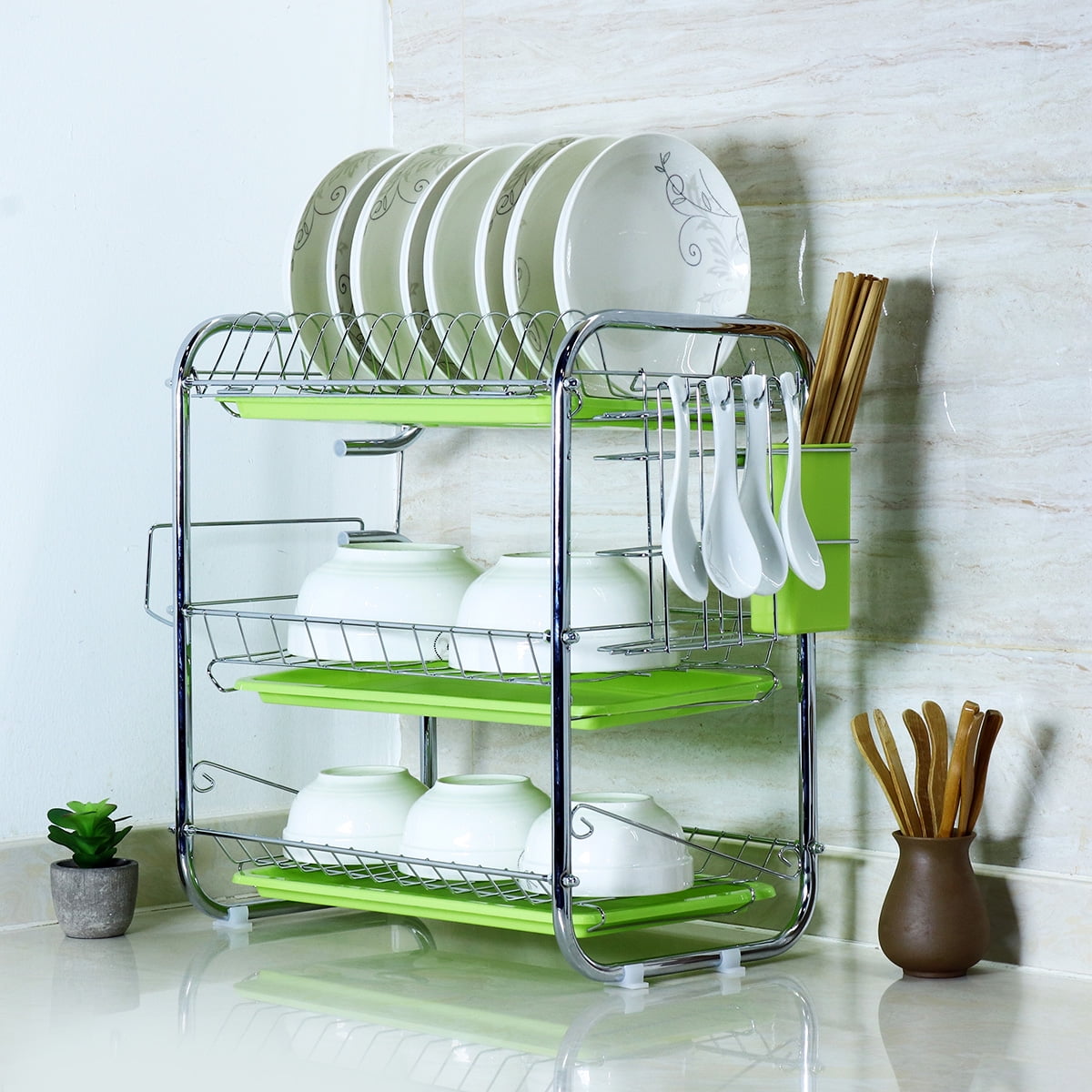 3 Tier Dish  Rack  Dish  Drying Rack  Stainless Steel Kitchen 