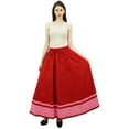 thumbnail image 6 of Bimba Women's Long Maxi Skirt With Contrast Border Boho Skirt With Elastic Waist, 6 of 9