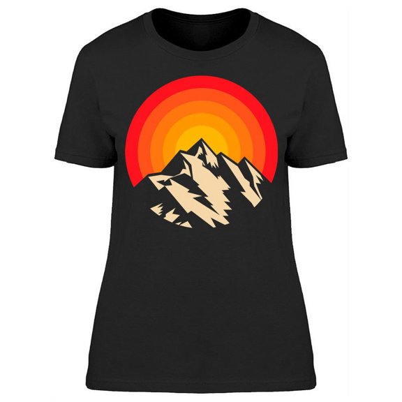 Sunset Mountain Circle Design T-Shirt Women -Image by Shutterstock, Female XX-Large