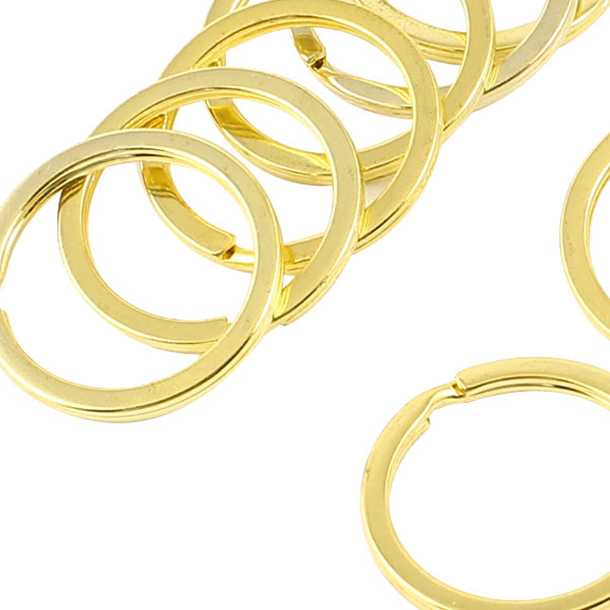 Unique Bargains 10pcs Metal Gold Tone Flat Split Key Keychains