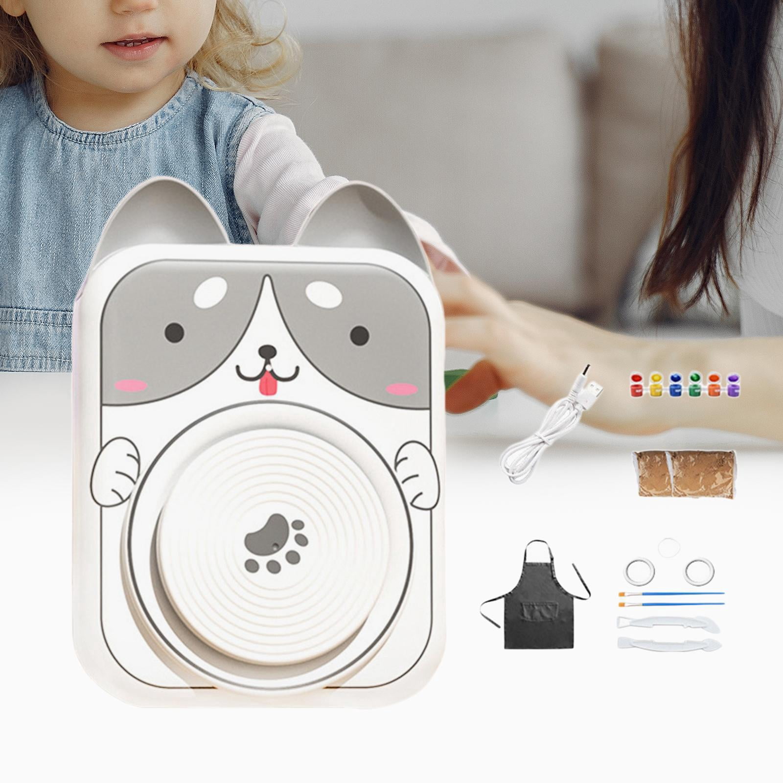Pottery Wheel for Kids Electric Pottery Machine Molding Machine and Painting Supplies Complete Pottery Set Children's Craft Projects Dog