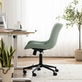 thumbnail image 4 of YOUNIKE Cute Armless Office Desk Chair Modern Upholstered Faux Leather Swivel Task Chair, Light Green, 4 of 11