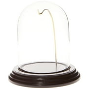 Plymor 3" x 4" Watch Glass Display Dome Cloche (Dark Mahogany Veneer Base & Gold Wire)