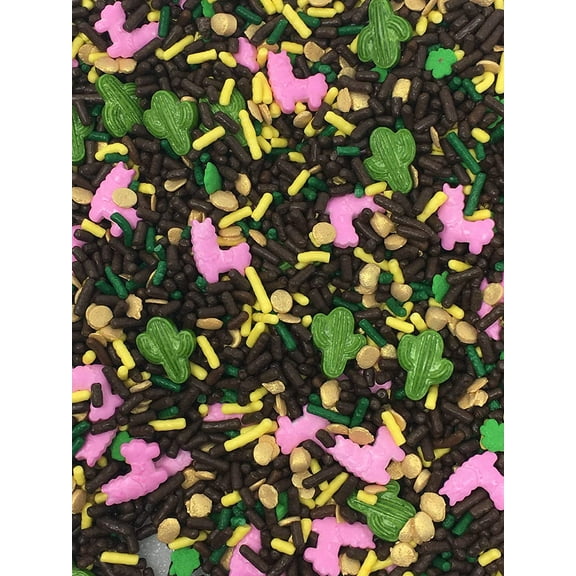 Sprinkle Deco® Llama & Cactus Edible Decoration Confetti Sprinkles Cake Cookie Cupcake IceCream Donut Quins - 4oz