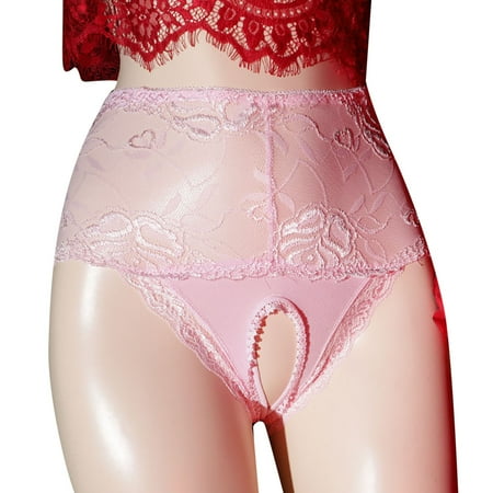 Crotchless Thongs for Women Ladies Underwear Pink Lace Thong Women s Sexy Lingerie & Underwear Secy Underwear Woman L