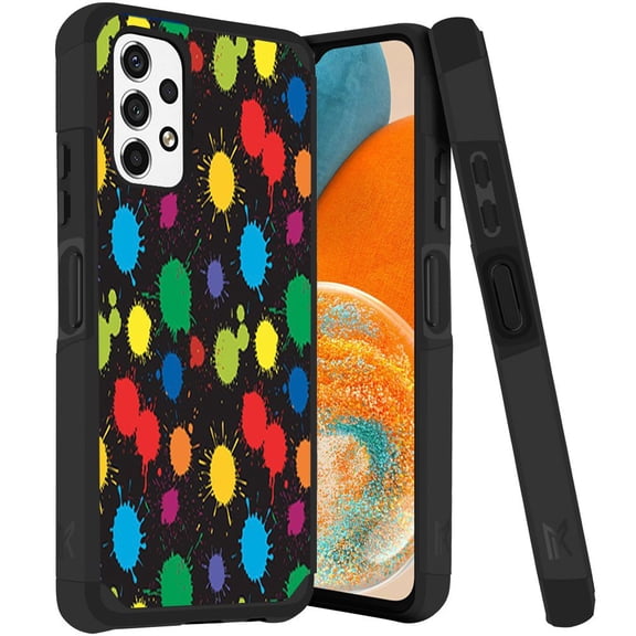 ANJ  Rugged Dual Layered Shockproof Slim Hybrid Case   Tempered Glass Cover Compatible with Samsung Galaxy A23 5G - Paint Splash