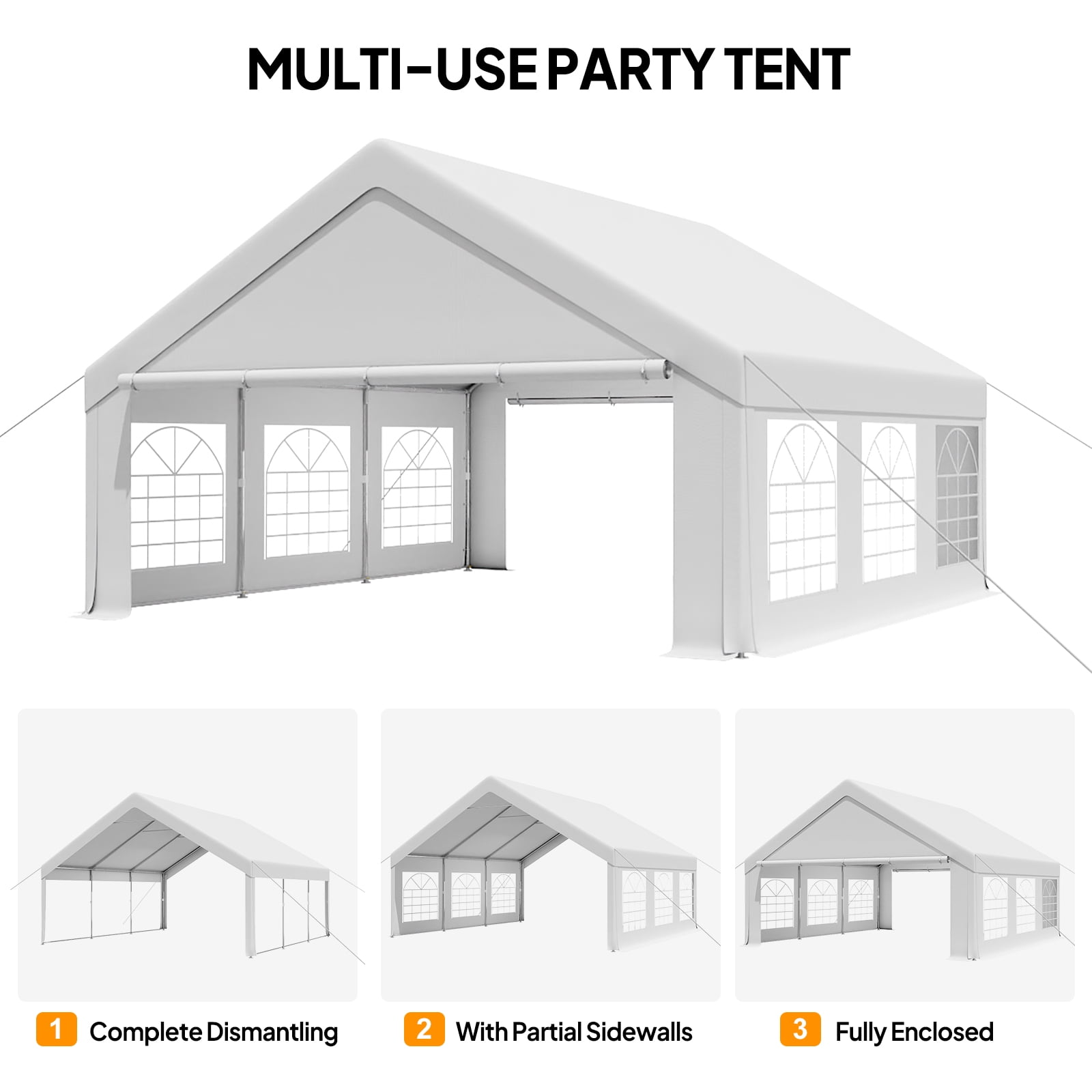 Ktaxon 20x20FT Large Party Tent, Heavy Duty Outdoor  Big Canopy Tent with 4 Removable Sidewalls, Patio Assembled Canopy Tent with 2 Roll up Doors & 6 Windows for Parties Wedding Commercial