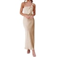 thumbnail image 2 of Women's Satin Sleeveless Elegant Backless Ruffle Maxi One Shoulder Formal Dress for Summer Color S, 2 of 10