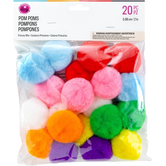 CousinDIY Pom-Poms 2" 20/Pkg-Primary Multi-Colored