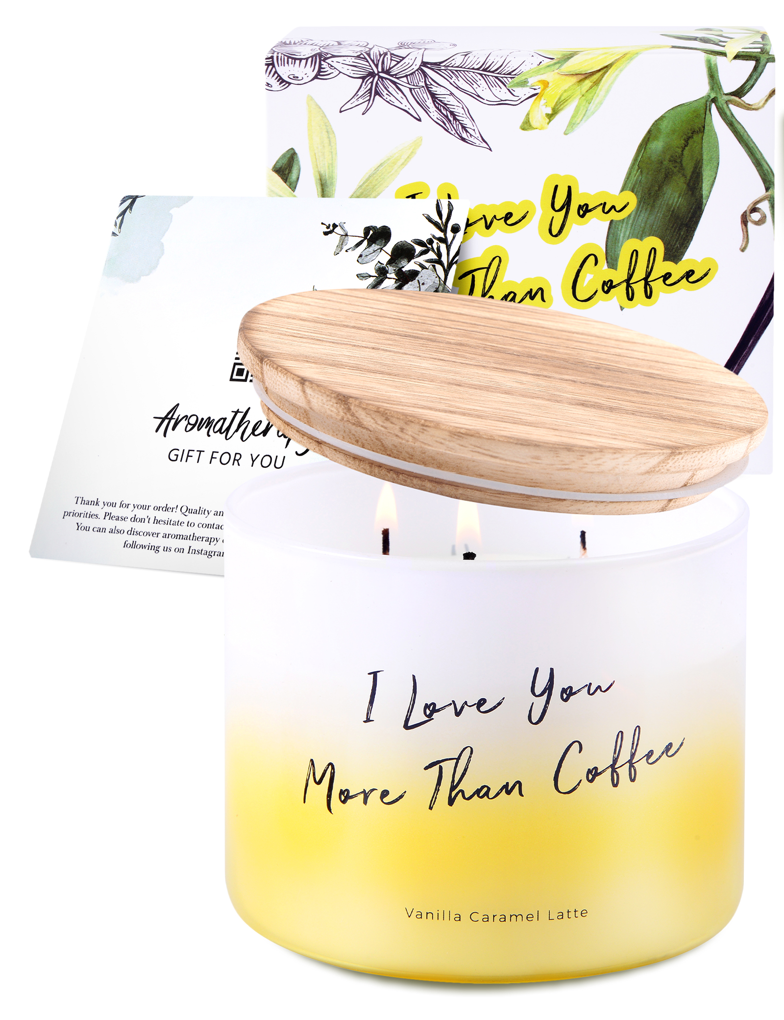 Vanilla Caramel Latte Coffee Candle 3 Wick Large Soy Scented Candles for Men and Women 15.8 Oz