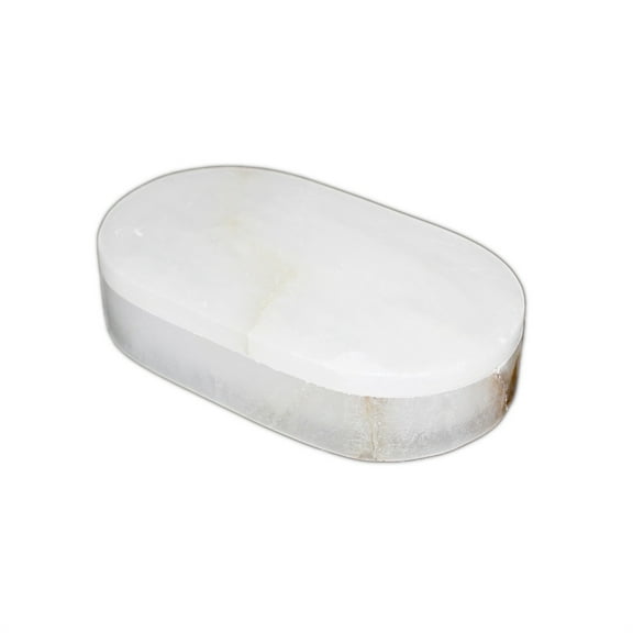 BIDK Home Medium Alabaster Oval Accent Box - 7" - White
