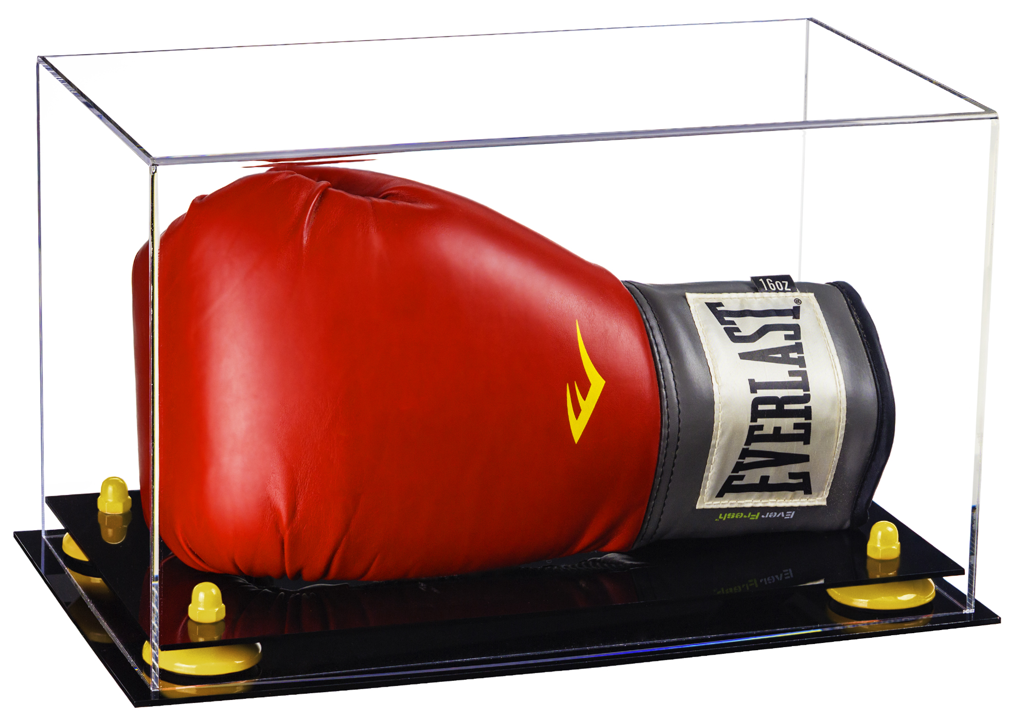 Clear Acrylic Single or Double Boxing Glove Display Case with Yellow