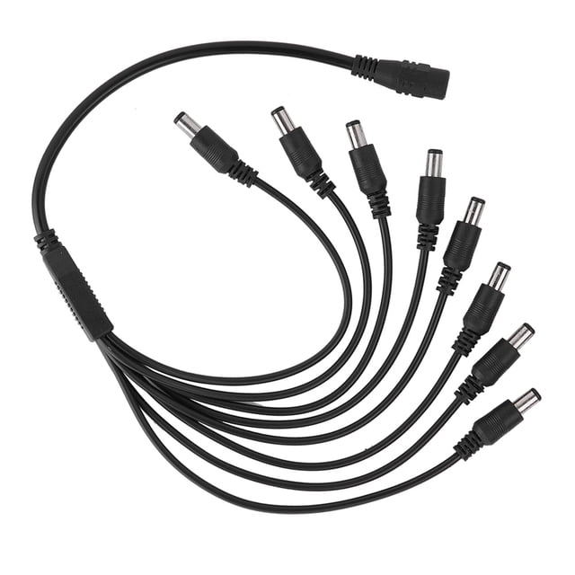 Extensión del divisor de cable de alimentación cctv para cámara de seguridad, conexión de 1 hembrina a 8 macho, 12 v cc, negro, 420 mm