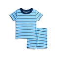 thumbnail image 5 of Wonder Nation Toddler Boys Short Sleeve Tee and Shorts Cotton Tight Fit Pajama Set, 4-Piece, Sizes 12M-5T, 5 of 7