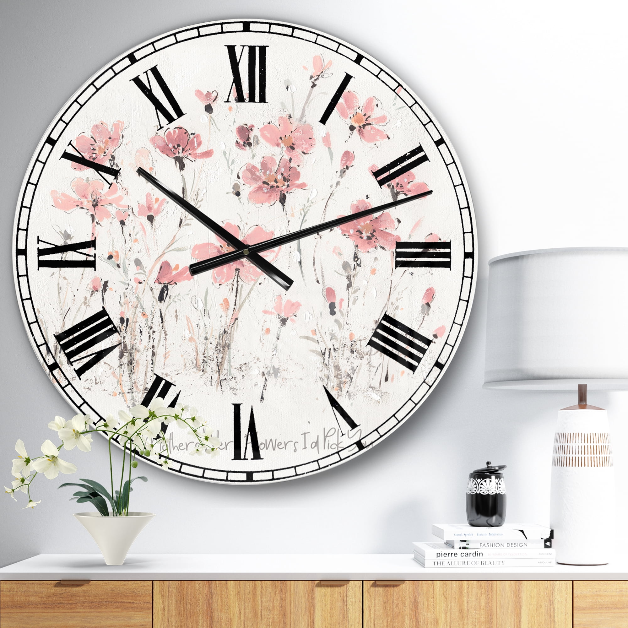 Designart Oversized Off-White Analog Round Modern Traditional Wall Clocks, CLM30778-C23