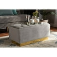 thumbnail image 5 of Powell Glam and Luxe Grey Velvet Fabric Upholstered and Gold PU Leather Storage Ottoman, 5 of 5