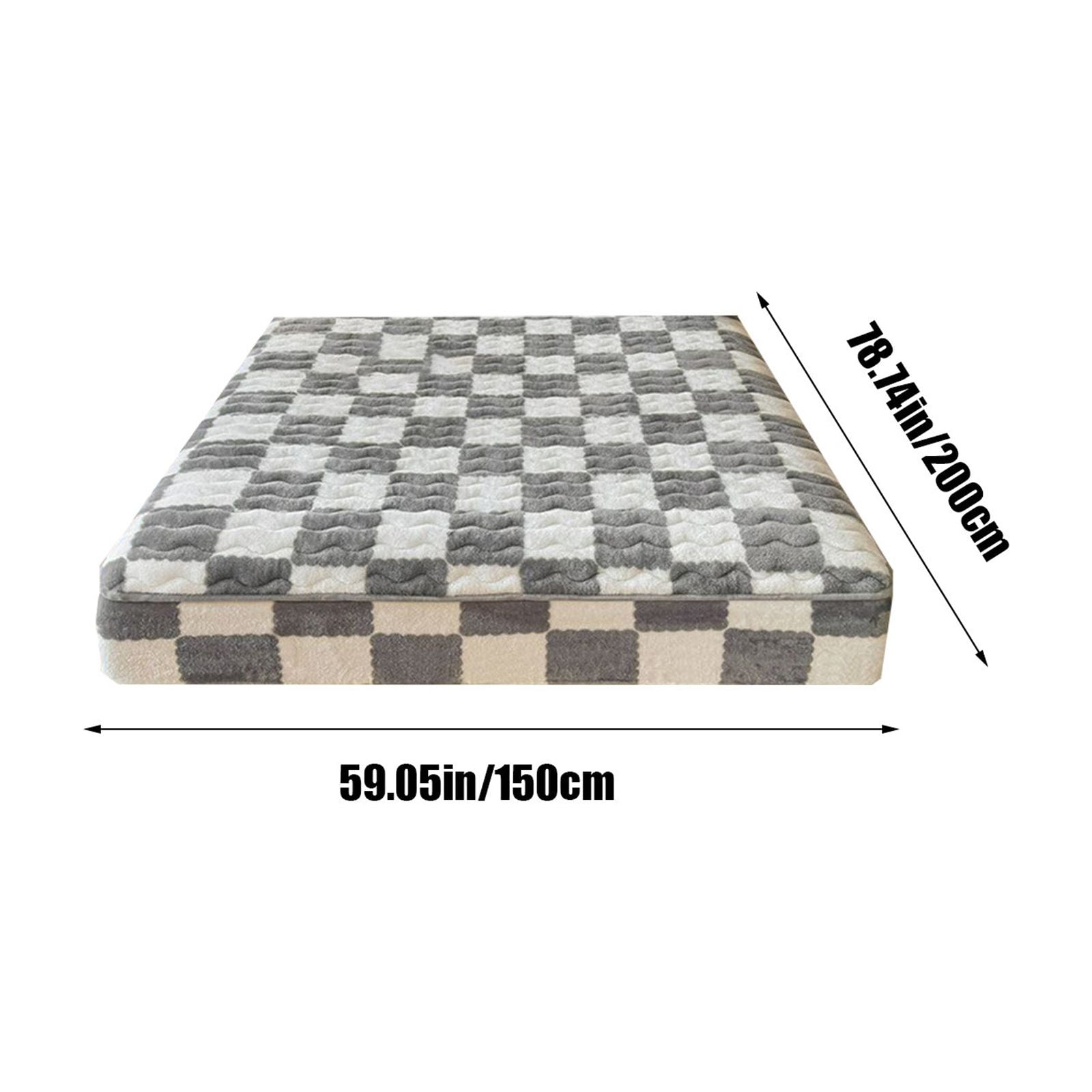 Quilted Fitted Sheet Winter Warm, Checkerboard Pattern Mattress Protector – Breathable Non-Slip Pocket Design, Soft Polyester Bed Cover for Care Bed, Home or Guest Room