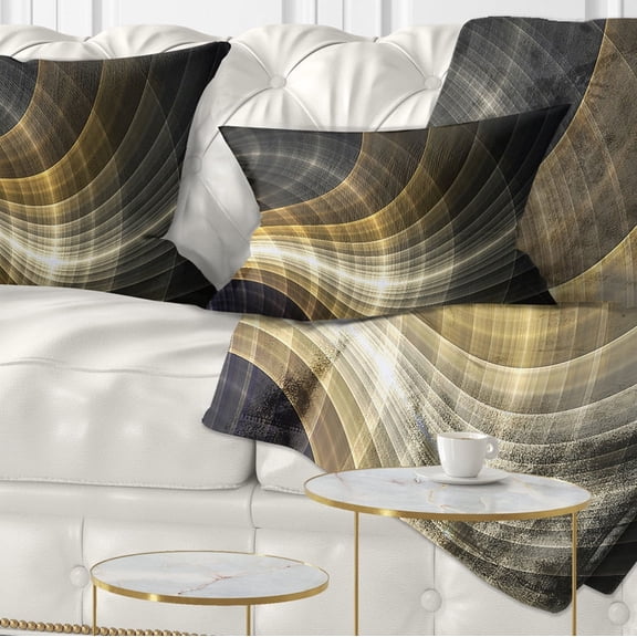 Designart Yellow Fractal Light Art - Abstract Throw Pillow - 12x20