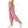 thumbnail image 4 of GigrtiJin Striped Capris Pants for Womens High Waisted Loose Cropped Pants Straight Leg Casual Beach Vacation Capris Pants with Pockets, 4 of 5