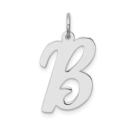 Diamond2Deal 925 Sterling Silver Rhodium-Plated Script Letter B Initial Charm Pendant for Women