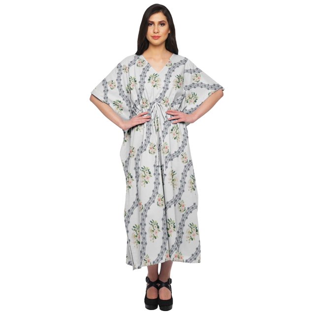 Moomaya Sortie de Plage Kaftan pour Bikini, Robe Caftan Longue Maxi pour Femmes - L-XL