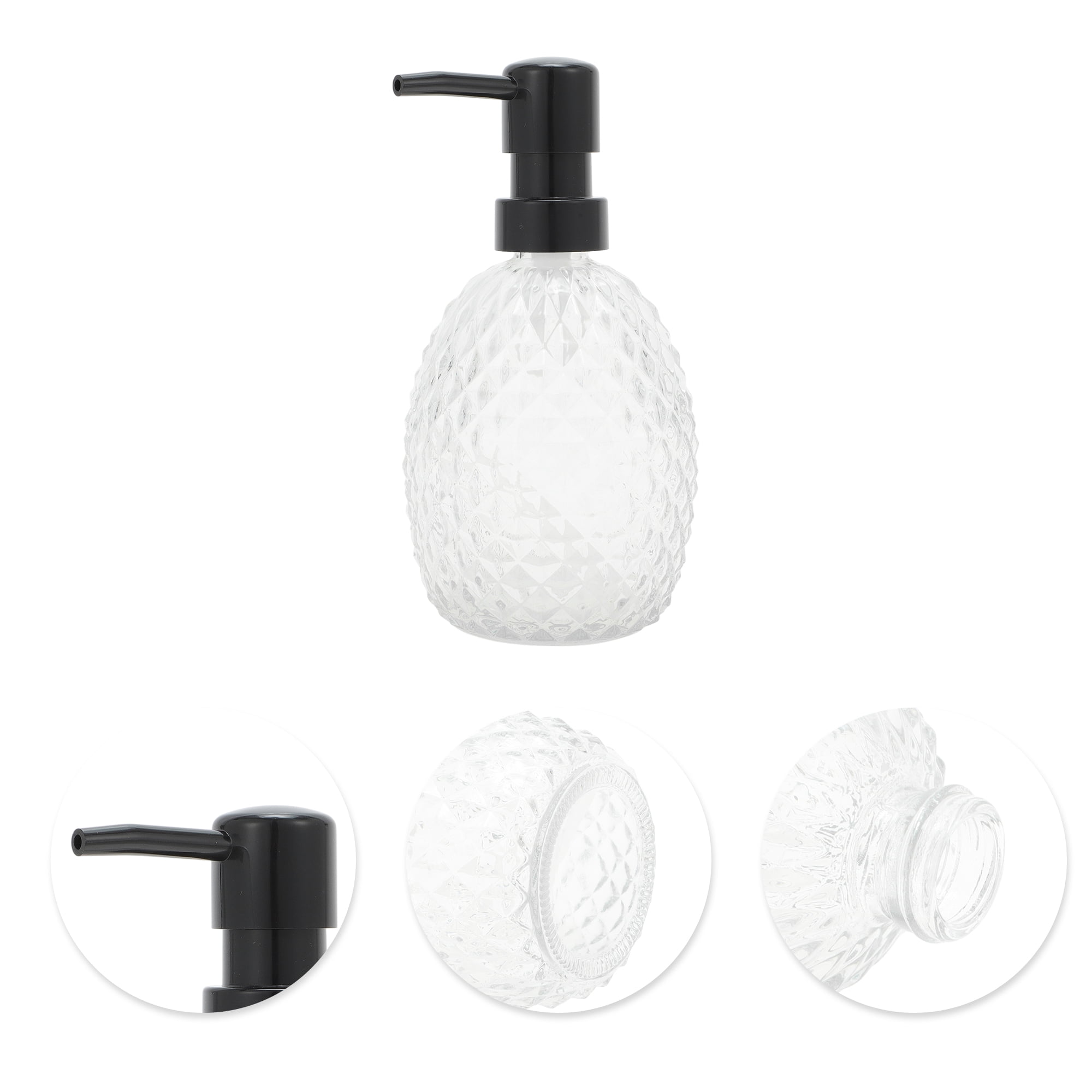 Unique Bargains 1 Pc Pineapple-shaped Soap Dispenser 11.84oz Clear Black