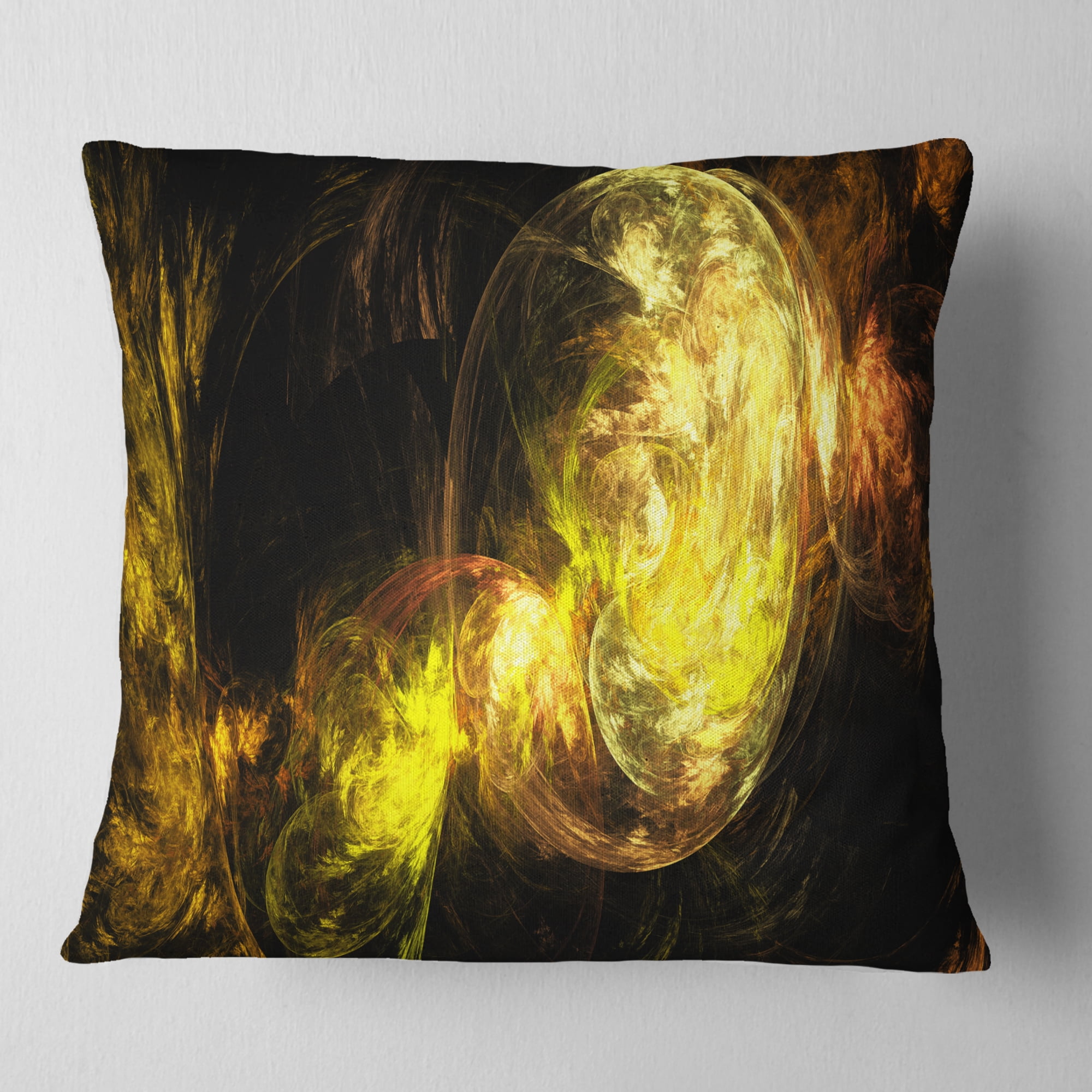Designart Colored Smoke Golden - Abstract Throw Pillow - 16x16