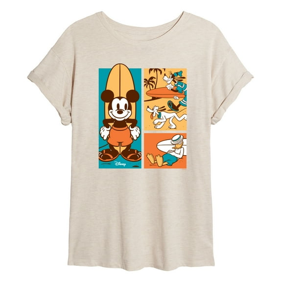 Disney - Surfer Beach Panels - Women's Oversized T-Shirt