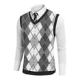 thumbnail image 6 of ZCFZJW Mens Argyle Knitwear Vest Plus Size V Neck Sleeveless Lightweight Slim Fit Pullover Knitted Sweater Casual Work Business Tank Tops Gray#02 L, 6 of 6