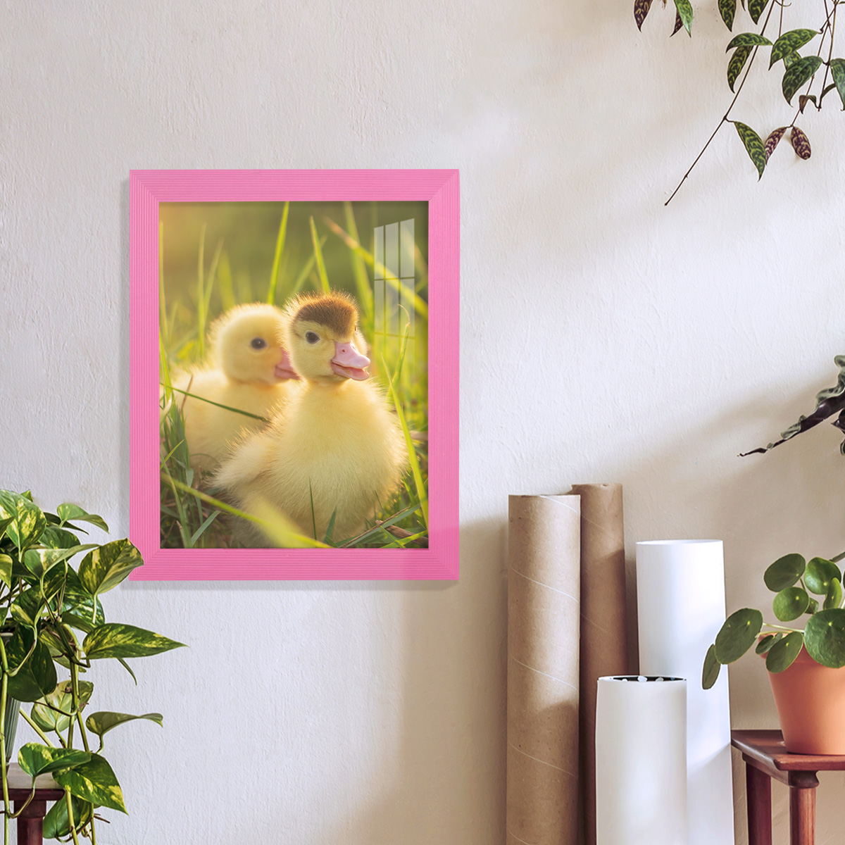 Grooved 8 in. x 10 in. Pink Picture Frame Set (Set of 4)