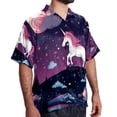 thumbnail image 2 of Starry Unicorn Men's Short Sleeve Spread Collar Button Down Beach Print Casual Shirts, 2 of 6