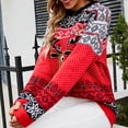 thumbnail image 7 of IROINNID Ugly Sweater for Women Christmas Reindeer Funny Print Warm Holiday Xmas Party Pullover Fleece Sweater,Red, 7 of 7