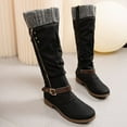 thumbnail image 3 of NOKIO Women'S Knee High Flat Boots Women'S Knee High Buckle Boots Womens Shoes Winter And Autumn Belt Buckle Warm Home Snow Boots Purple Women'S Knee High Riding Boots, 3 of 3