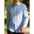 thumbnail image 3 of Deago Men's Dress Shirts Solid Long Sleeve Stretch Wrinkle-Free Wedding Formal Shirt Business Casual Button Down Shirts (Blue, M), 3 of 8