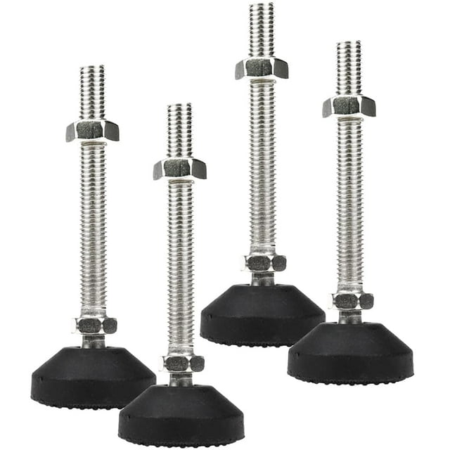 LC LICTOP Patas niveladoras M12 x 100 mm, 4,8 pulgadas de altura y 880 lb de capacidad, resistentes, ajustables, deslizantes para muebles, patas de goma roscadas, niveladores para estantes de mesa, ba