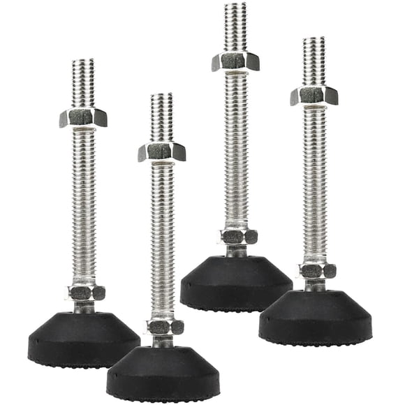 LC LICTOP Patas niveladoras M12 x 100 mm, 4,8 pulgadas de altura y 880 lb de capacidad, resistentes, ajustables, deslizantes para muebles, patas de goma roscadas, niveladores para estantes de mesa, ba