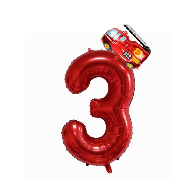 Globos para fiesta hengximaoyi Camión de bomberos Número 3 rojo