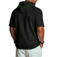thumbnail image 3 of Mens Summer Hoodies Short Sleeve Lightweight Retro Loose Fit Basic Hooded Tops with Front Pocket Black S, 3 of 7