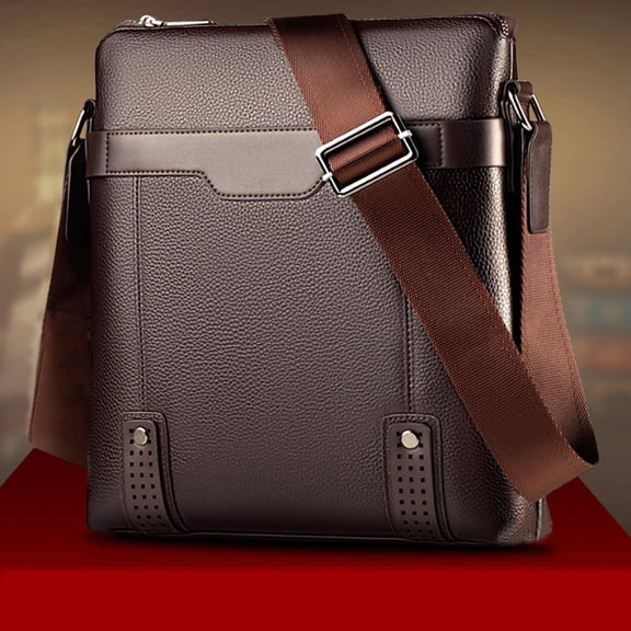 SPRING PARK Men Faux Leather Business Travel Shoulder Satchel Bag for Men Crossbody Purse