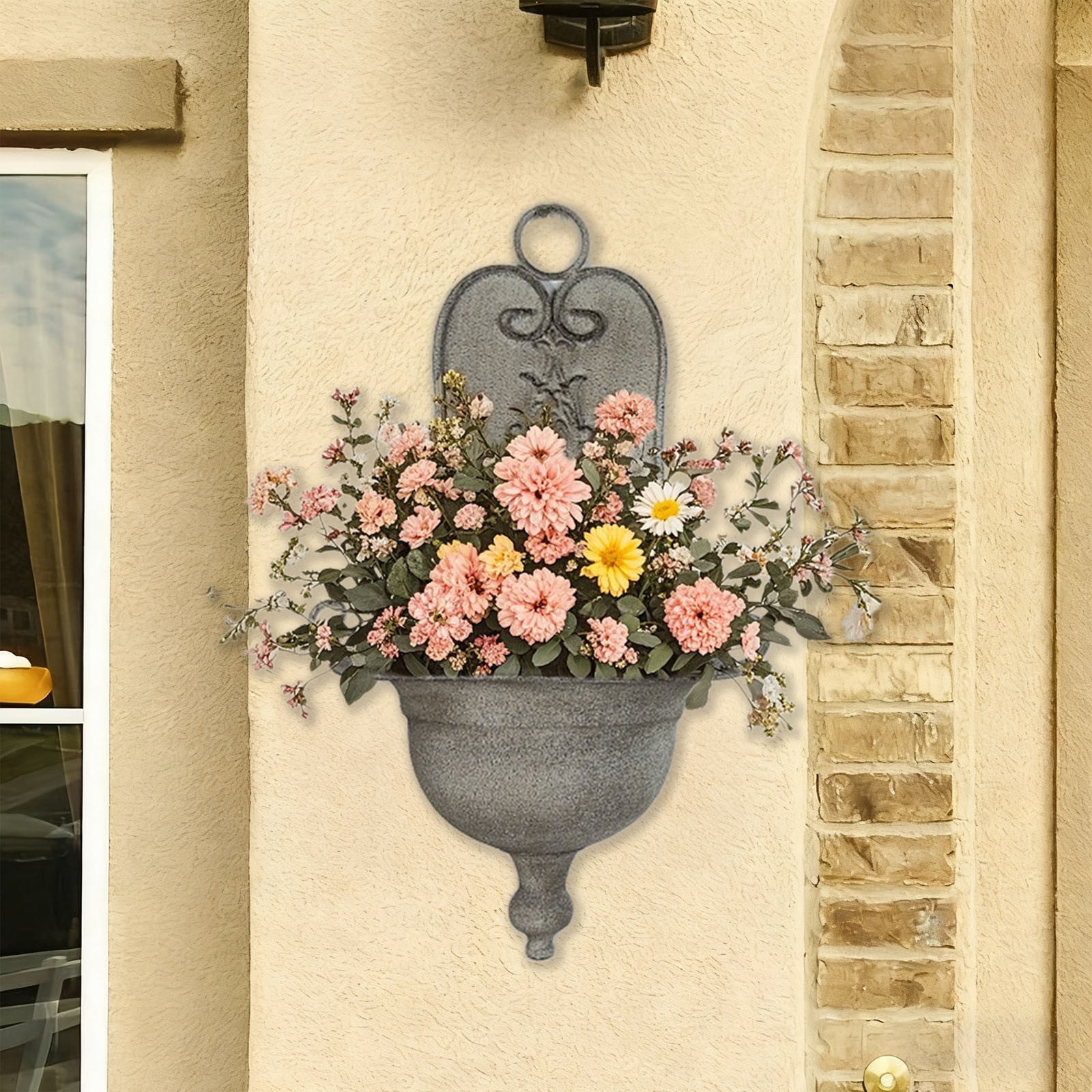 Vintage Wall Hanging Planters Rustics Wall Mount Outdoor Garden Decor Unique Flower Pot For Patio Yard Farmhouses Style Landscapes Decoration Plant Pots