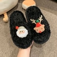 thumbnail image 2 of Girls Winter Slippers Fuzzy Reindeer Indoor House Shoes Non- Soft Sole Cute Christmas Slippers for Kids Toddler Warm Home Wear,Color:1 Black,Size:6-7 Years, 2 of 3