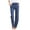 Blue#1, variant on Homenesgenics Women's Solid Color Elastic Denim-like Double Pocket Leggings Fitness And Casual Leggings Cropped Pants
