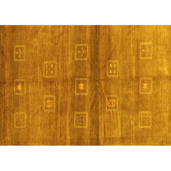 Ahgly Company Indoor Rectangle Abstract Yellow Contemporary Area Rugs, 6' x 9'