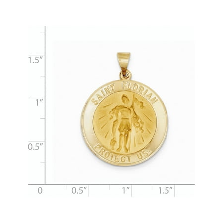 14k Yellow Gold Polished And Satin St Florian Medal 26x28mm Pendant Charm Canada - St Florian Gold Pendant