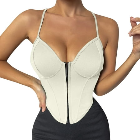 

JDEFEG Care Bare Romper Women Lace Bra Strapless Satin Tube Top Crop Bustier Top Sheer Casual Blouse Tops Mini Bustier Low Backless Dress Women Lace Beige L