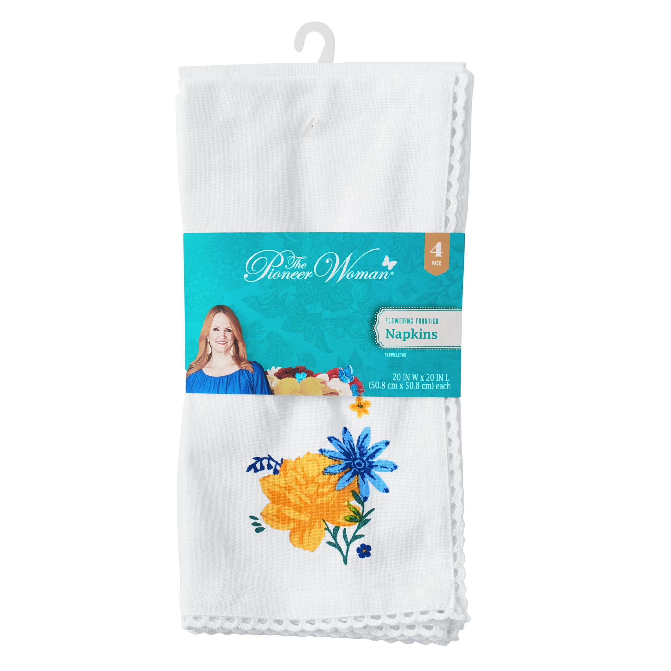 The Pioneer Woman Flowering Frontier Fabric Napkin Set, Multicolor, 20"W x 20"L, 4 Piece