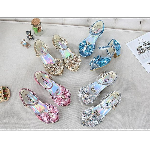 Princesse Enfants Chaussures En Cuir Pour Filles Paillettes Enfants À  Talons Hauts Filles Chaussures Papillon Noeud (Traffer) 
