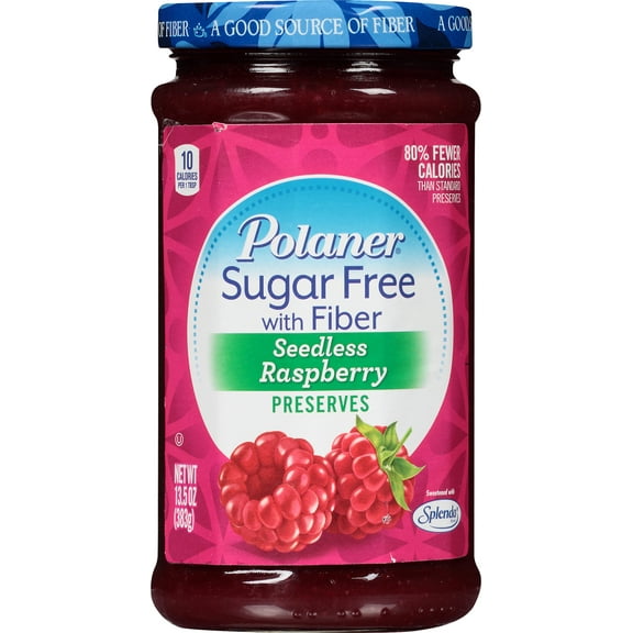 Polaner Sugar Free Seedless Raspberry With Fiber, 13.5 Oz